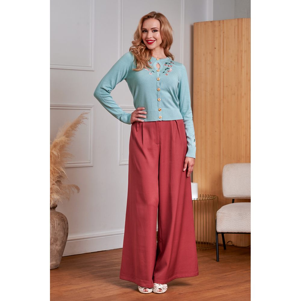 Banned - Eliza Plain Weite Hose - Bordeauxrot